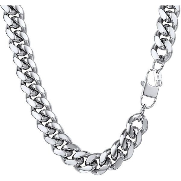 Herr Chunky Chain, 6/10/14mm kubansk halsband, 46/51/55/61/66/71/76 cm, 316l /guldpläterad/svart (skicka presentask)