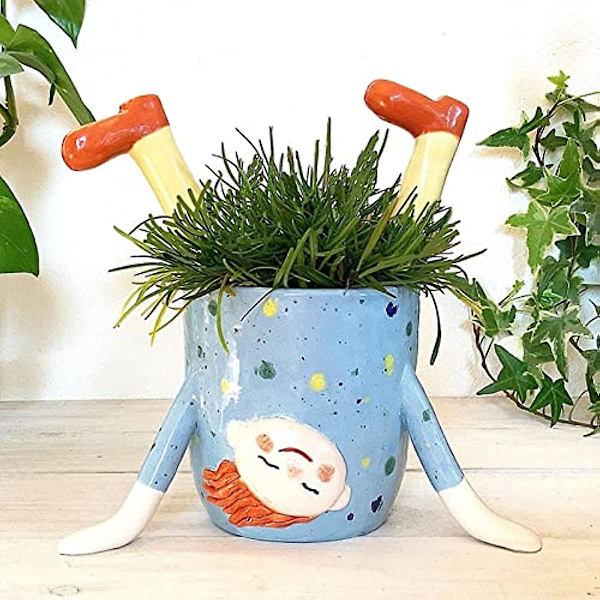 Qsdgfh Handstand Girl Krukväxt Kreativ Rolig Harts Krukväxt Blomkruka Tecknad Planter Vas För Inomhus Hem Balkong Skrivbord Dekor Hantverk Prydnad