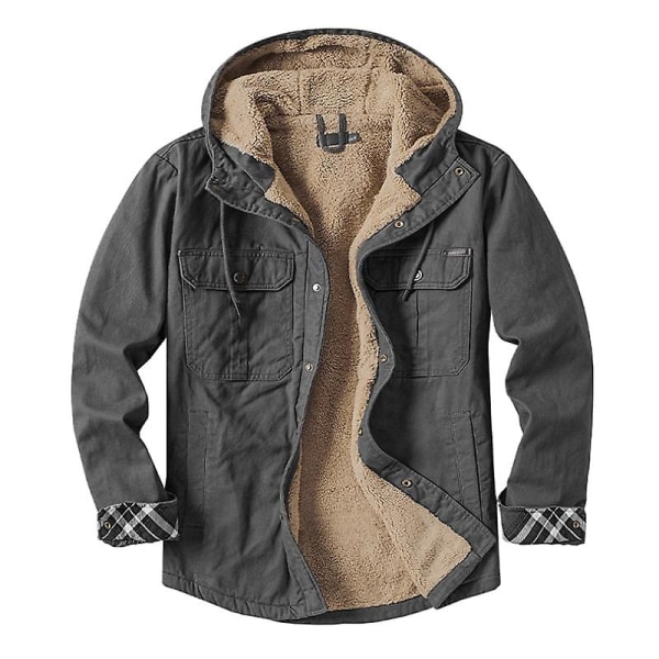 Herr Cargo Hooded Jacka, Vinter Varma Foder Termisk Jacka Rock Grey M