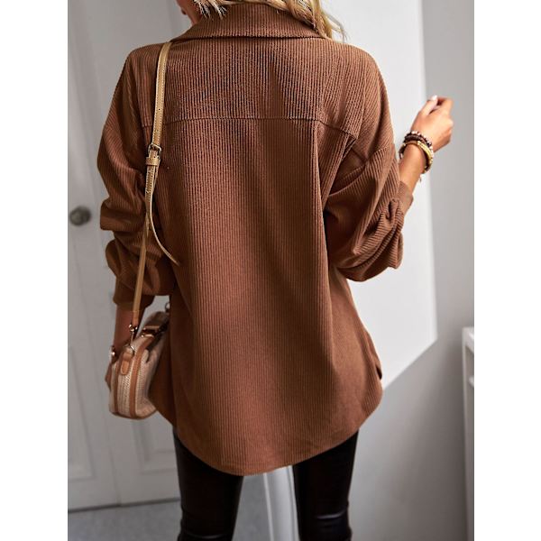 Damskjorta kappa temperament pendlare kappa 2022 vår och höst 100 matchande topp lös damkläder brown XL