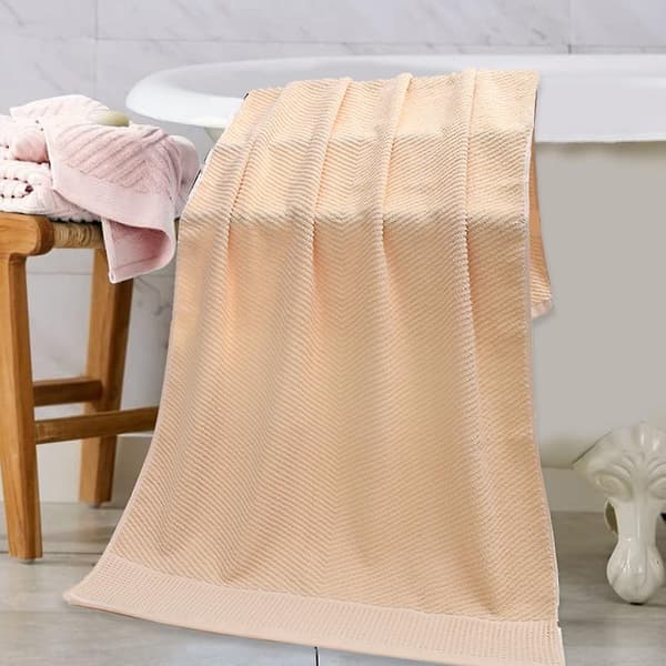 Bløde badehåndklæder i bomuld, hurtigtørrende og meget absorberende, teksturerede badehåndklæder 70*140 cm (2 stk.) Camel