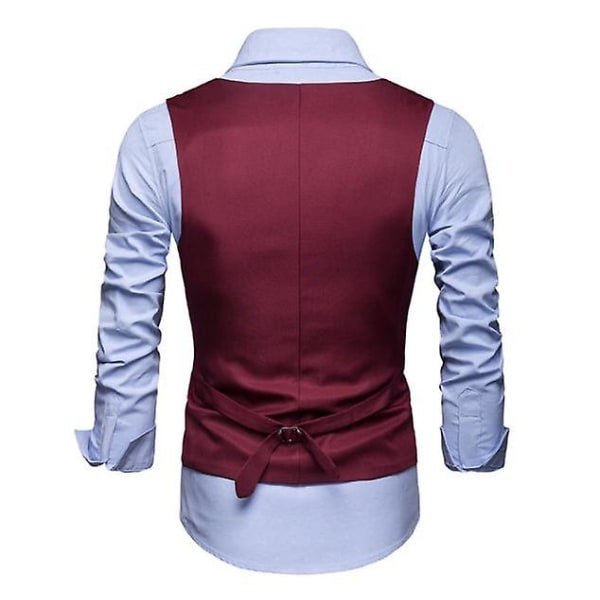 Herre Jakkesæt Vest Formel Vest med 3 Knapper wine red L