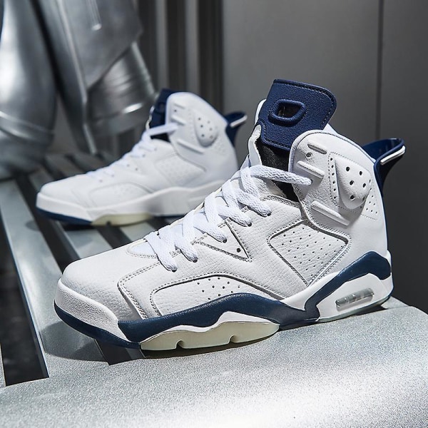 Herre Basketballsko Letvægts Åndbare Vandresko Atletiske Mode Sneakers 3Daj6 White EU 41