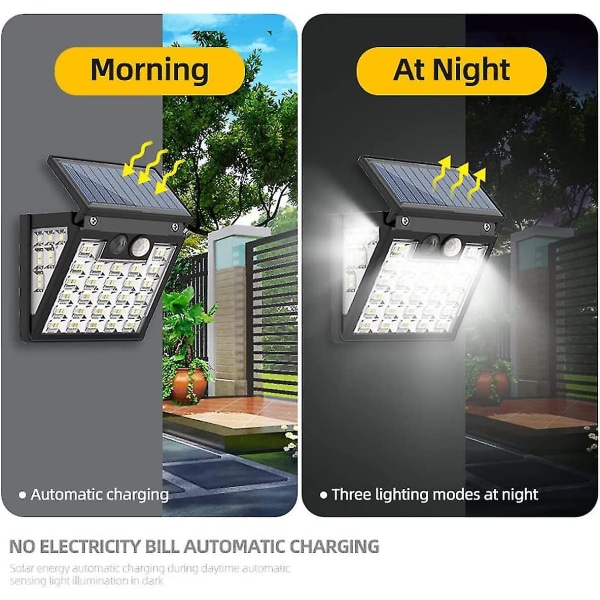 Solcellslampa utomhus med LED-rörelsesensor vägg 3 belysningsläge ljus solcellsstaketlampa Ip65 vattentät solcells uteplatslampa, uteplats trädgård kanalstråle A