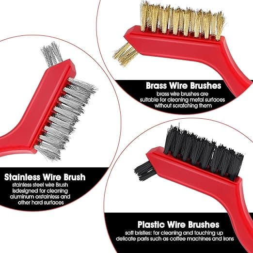 Wire Brush Set, 6 stk rengjøring av rust liten stålbørste