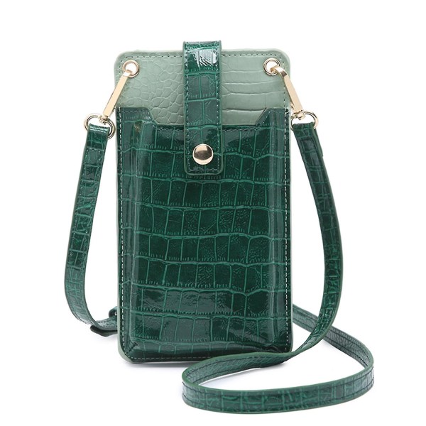 Damer lång Stor kapacitet One Shoulder Sätt Mobiltelefon Plånbok Messenger Bag för kvinnor Green