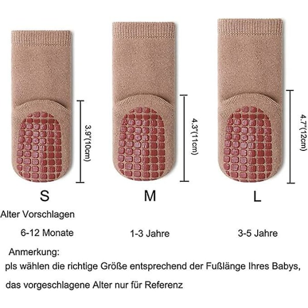 Babystrumpor halkfria tjocka - 5 par vintervarma småbarnsstrumpor halkfria strumpor krypstrumpor för flickor pojkar D M