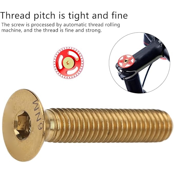 Pyörän ohjaustangon pultti, M6 x 30 mm kypärän pultti, universaali pyörän ohjaustangon pultti kiinnityspultti, titaaniseos kypärän pultti pyörälle