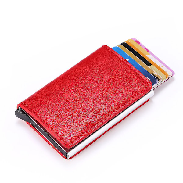 Carbon Fiber Pop-up Card Holder With Rfid Protection Pu Black Black röd