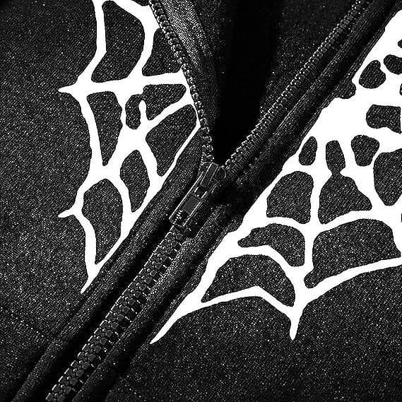 Dame Spider Web Hjerte Hættetrøjer, Hættetrøje med Lynlås White XL