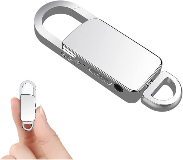 Mini Stemmeoptager 8gb Nøglering Lille Mp3 Digital Optager, Sølv