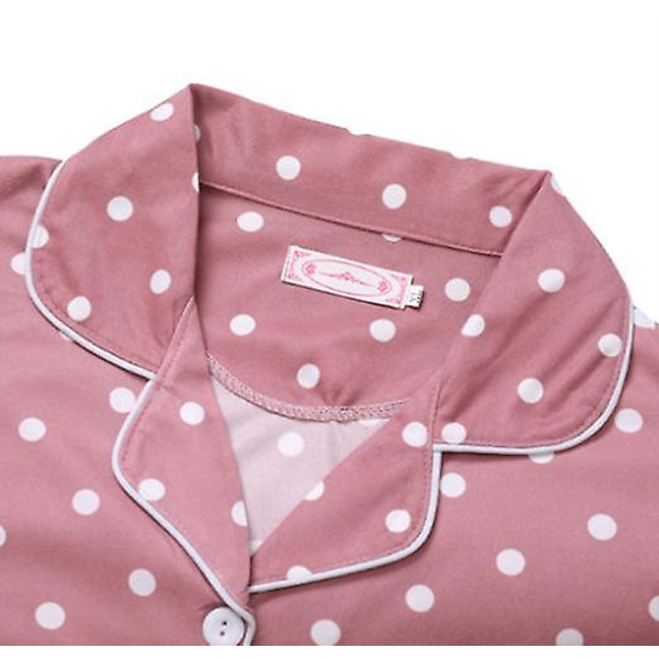 Kvinnors långärmade sovkläder, knäppt mjuk pyjamas set Light pink M