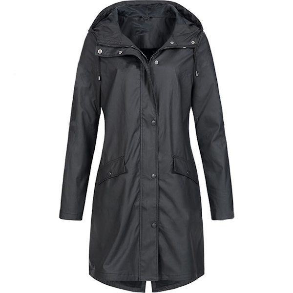 Kvinnors långärmad vindjacka med dragkedja, maskintvättbar, med personlighet, street style, formellt vardagskläder 5XL Black