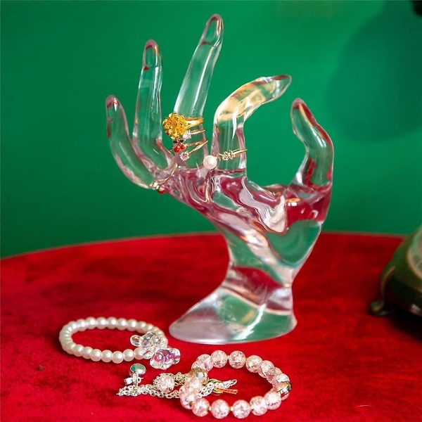 Ringhållare för smycken, Y2k rosa rumsdekor estetisk, preppy rumsdekor, handformad smyckeshållare, presenter till kvinnor flickor (transparent)
