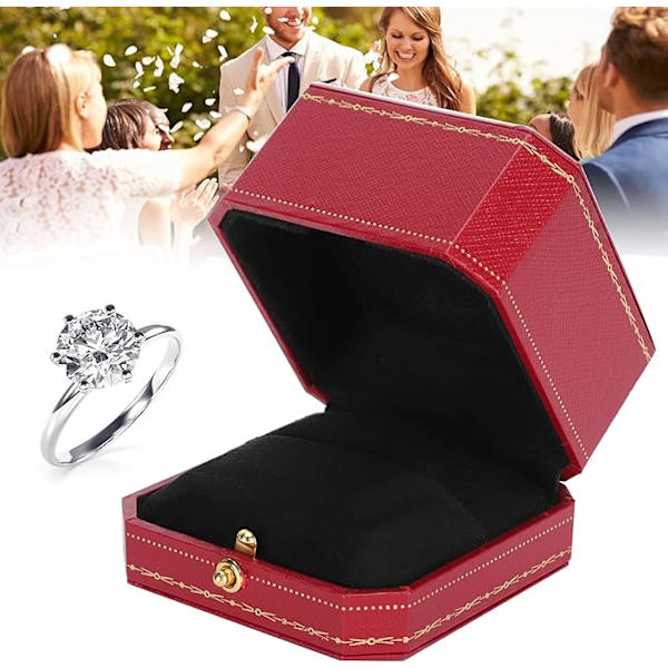 Ringbox, ring presentlåda, smyckeslåda, örhänge smyckeslåda, används för bröllop, förslag, förlovningar, alla hjärtans dag