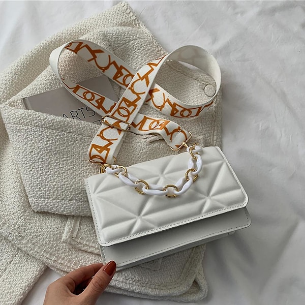 Naisten olkalaukku Vintage Keinonahkainen Klassinen Clutch Käsilaukku white