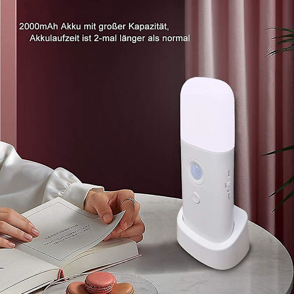 Genopladelig LED Natlampe til Voksne, 2000mah Indendørs Bevægelsessensor Lys, 5-niveau Justering (varmt Lys)