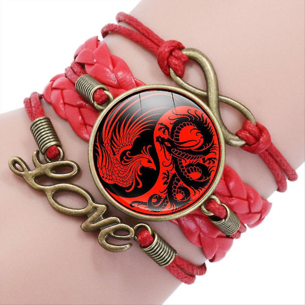 Tai Chi Dekor Pu Armband Yin-yang Tai Ji Flerskikts Legering Handledssmycken Stickning Rep 8