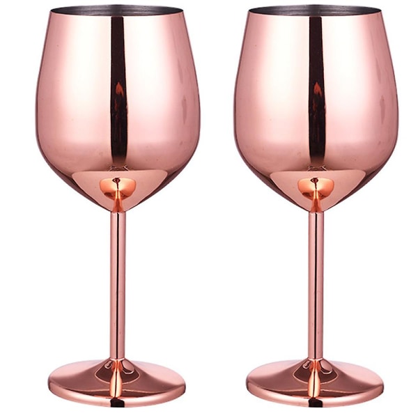 Vinglas i rostfritt stål - Snygga, okrossbara vinglas för resor, camping och pool - Fint, unikt och coolt bärbart vinglas i metall för utomhusbruk rose gold