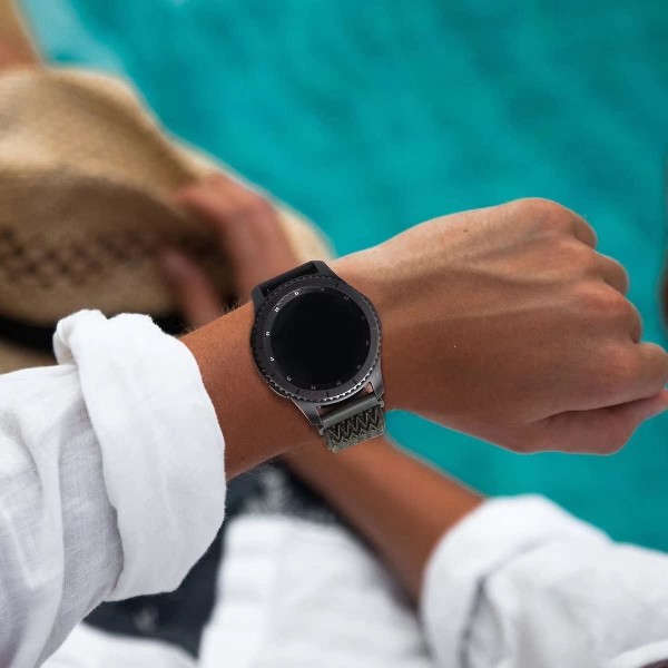 Nylon sportrem, Cargo Khaki, 20mm, Rem kompatibel med Samsung Galaxy Watch Active 2(40mm/44mm)/ watch 3 41mm/ watch 42mm/gear S2 Classic
