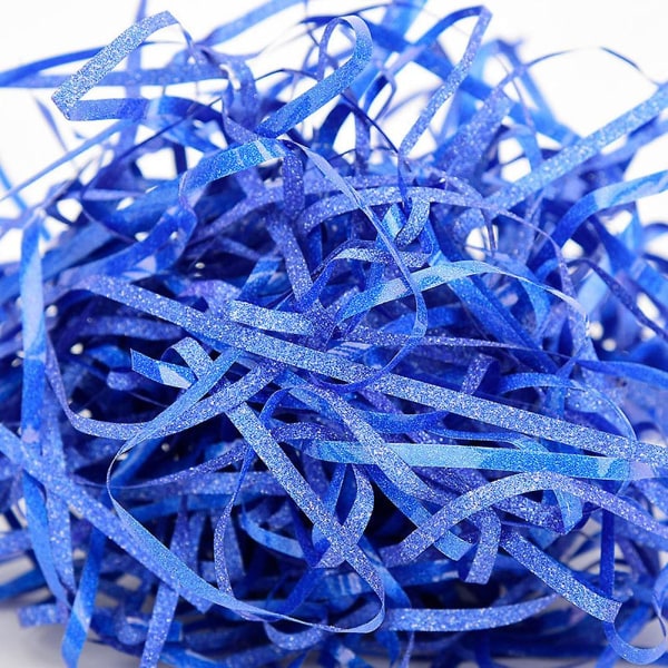 Glitter-rafiapaperisilppu & -nauhat, silputtu konfetti askarteluun, lahjojen paketointiin ja korien täyttöön Sapphire blue