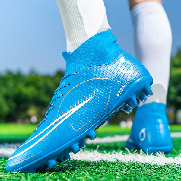 Fotbollsskor för män, halkfria fotbollsskor, fotbollsskor, grässkor, Yj619 Blue 39