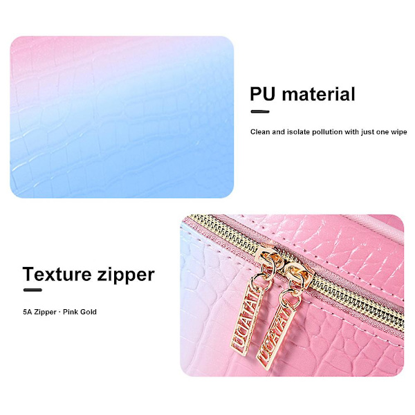 Gradient Farve Bærbar Stor Kapacitet Kosmetiktaske, Lavet Af Pu style4