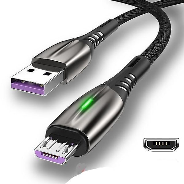 Usb Type C -kaapeli Led Android -matkapuhelinlaturi Datakaapeli Black For Type-C 0.3m (1.0ft)