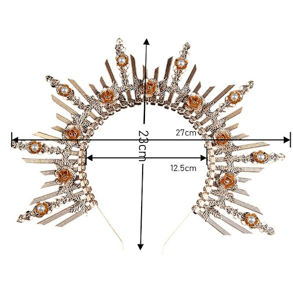 Mary Halo Crown Diadem, Spikad Krona Sunburst Gudinna Huvudbonad