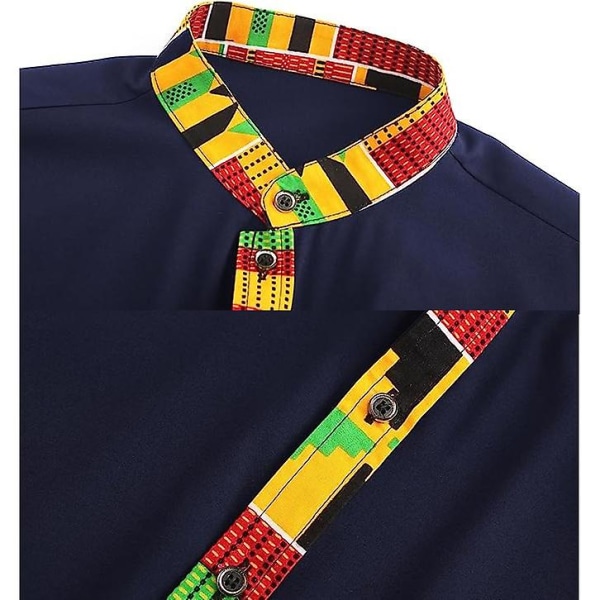 Herr Casual Button Down Skjorta Långärmad Hipster Strand Skjortor Navy M