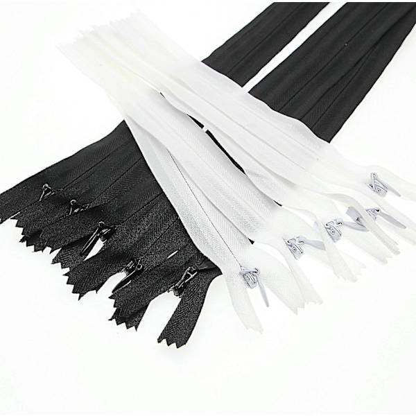 6\" Osynlig Nylon Dragkedja För Diy Skräddare Sömnad Hantverk 10 Stk/Förpackning (Svart & Vit, 6 Tum)