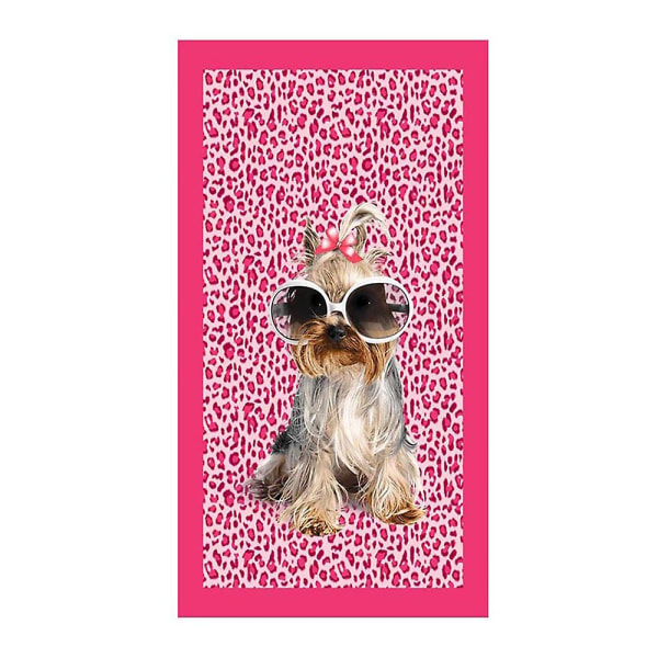Strandhåndklæde til piger, delfiner Badehåndklæde Print, 150*70cm Pool Håndklæde Blødt Håndklæde til Strandelskere Pink puppy