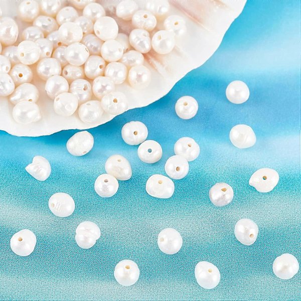 90 stk. Naturlige Skalperleperler Kartoffelform Ferskvandsperleperler Spacer Perle Løse Perler til DIY Håndværk Smykker Armbånd Halskæder Øreringe
