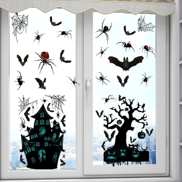 6 ark Halloween-fönster klamrar fast Halloween-fönsterklistermärken Statiska Halloween-fönsterdekorationer Dubbelsidigt Halloween-fönster