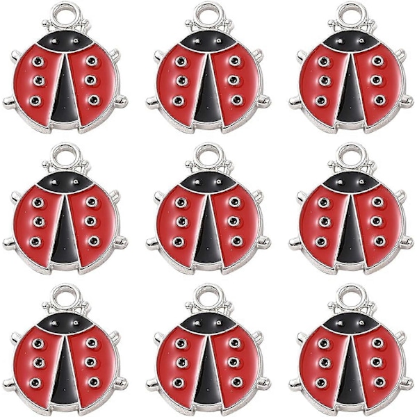 30 st Nyckelpigor Berlocker Emalj Nyckelpiga Berlocker Bulk Lyckosam Nyckelpiga Insekter Skalbaggar Djur Berlocker för Smyckestillverkning Berlock Kvinnor Vuxna DIY Halsband