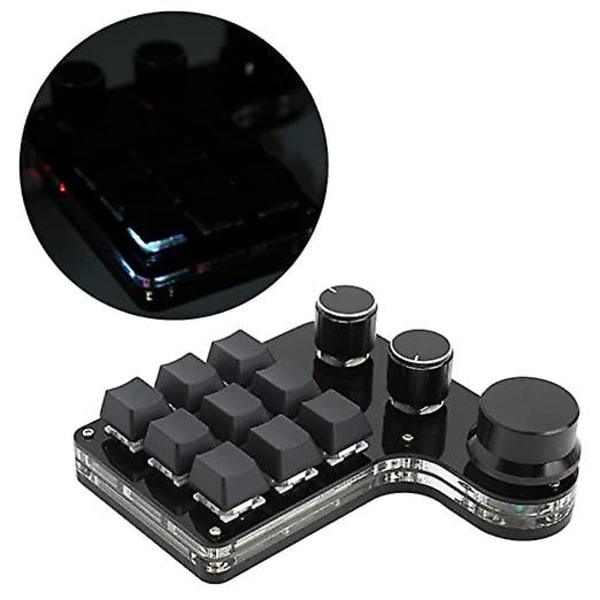Mini Gaming Tastatur 9 Taster 3 Knapper Med RGB Baggrundsbelyst Programmerbar Genvejstast Tastatur Til Musik Kontor Medier