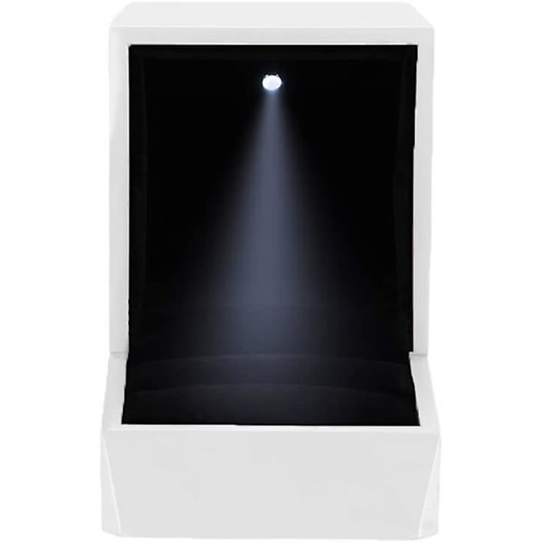 Förlovningsring Ask Med Led-Ljus Sammet Örhängen Pluppar Ringfodral Smyckesdisplay Förvaringslåda För Förslag Förlovning Födelsedag Bröllopsdag