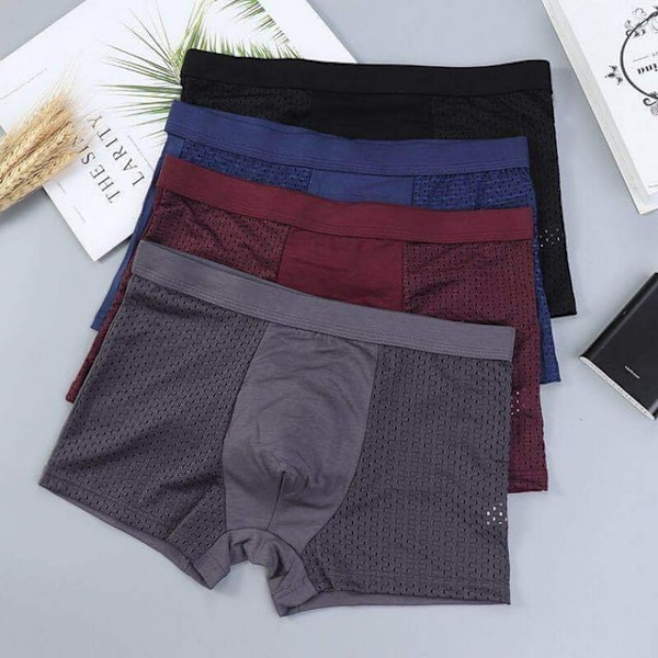 4-pack Nya Bambufiber Boxer Shorts - Herrarnas Bambuviskos Boxer Briefs Andningsbara Fukttransporterande Underkläder 2XL