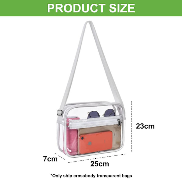 Kolmivärinen 25*23*7cm PVC Läpinäkyvä Olkalaukku Kannettavaan Matkustamiseen white