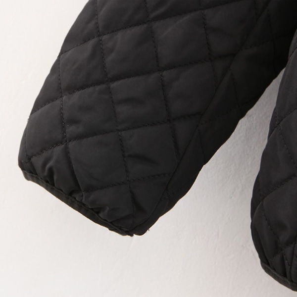 Hettejakke for kvinner, plysjfôr, cellequiltet kort jakke med glidelåslukking M Navy Blue