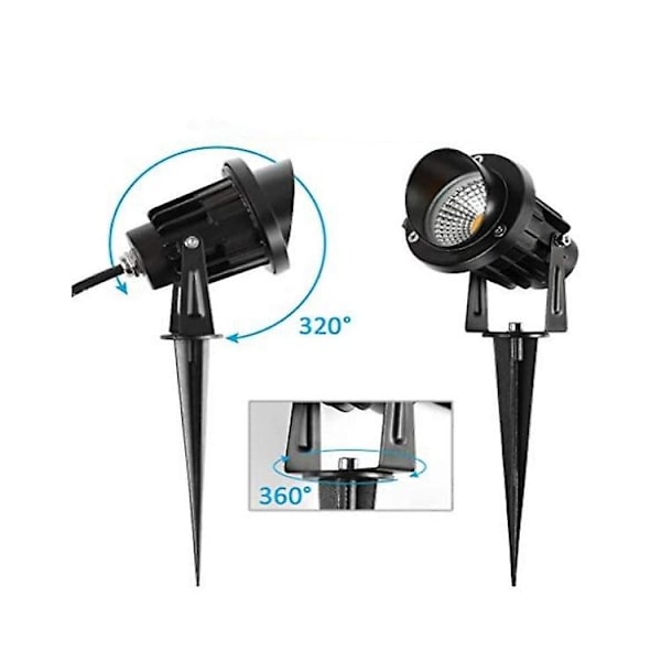 2 st 9w LED-strålkastare för utomhusbruk med spik 3000k-3300k 900lm Ip65 Vattentät, vit