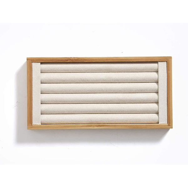 Bambu Ring Display Holder Smycken Förvaringsbricka Organizer Ring Stativ För Show(beige)