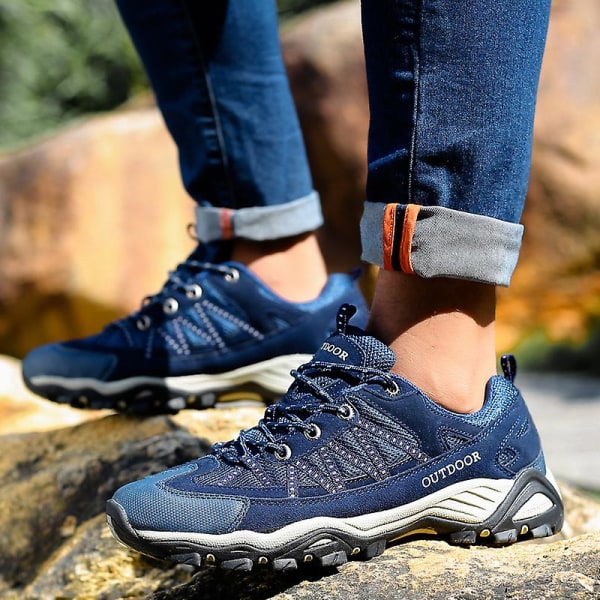 Herre Dame Vandresko Lav Top Sneakers Til Udendørs Trailløb Trekking Vandring 3D6136 Blue EU 43