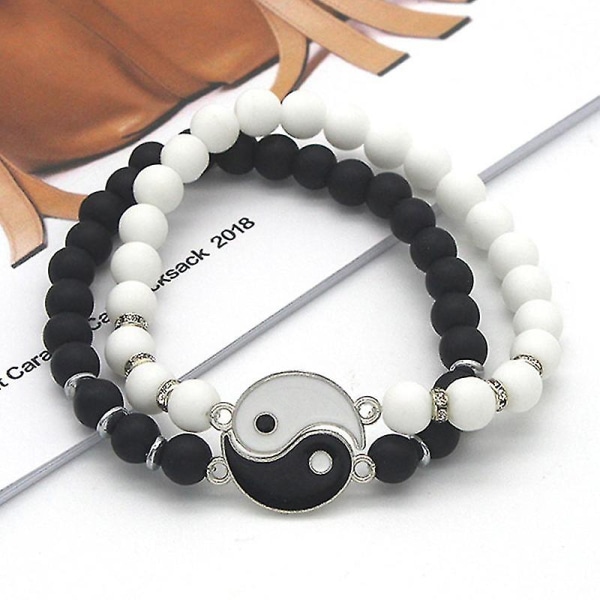 1 par Tai Chi Bagua-hänge par armband hårband handledsmycke present till älskare White