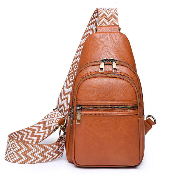 Crossbody väskor för kvinnor, trendig läderväska flera fickor midjeväska PU crossbody väskor bältesväska crossbody brun