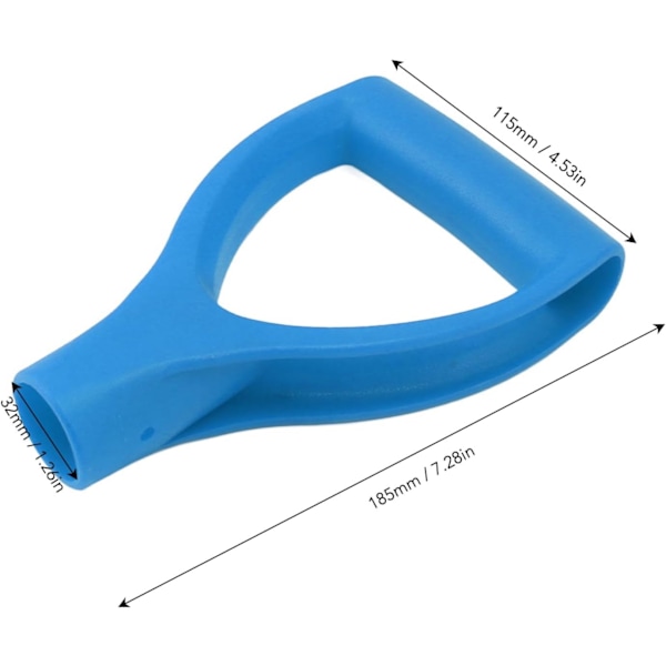 D-spadehandtak indre diameter på 3,2 cm/1,26\" erstatningsspadehandtak i plast for graving og oppriving (lyseblå)