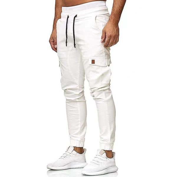 Treningsjoggebukser for menn, Sweatpants, Cargobukser White L