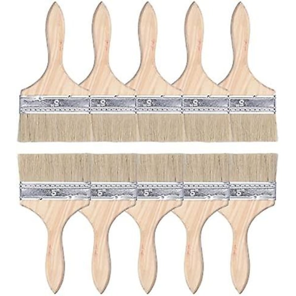 Rengjøringsbørster Flate Børster 10 stk. Trehåndtak Praktisk Flerbruk For Grill For Sprekkrengjøring For Veggmaling