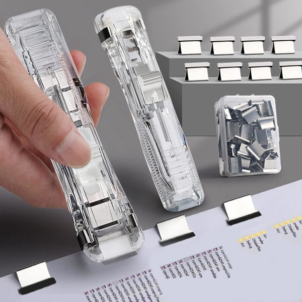 2x Kontorsmaterial Push Häftapparat Skolmaterial För Högskolestudenter Transparent
