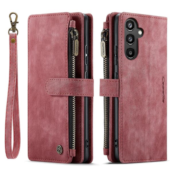 For Samsung Galaxy A34 5G CaseMe C30 Multifunksjonelt Telefondeksel i Lær Red